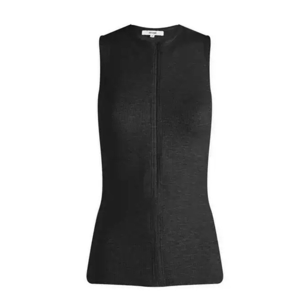 Joah Brown Black Invisible Zip Tank Top Ribbed Sleeveless Capsule Minimalist